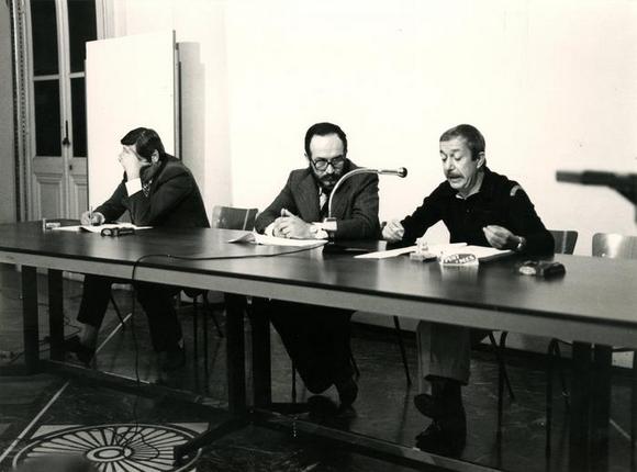 da sinistra Gualtiero Rizzi, Egi Volterrani, Mario Missiroli