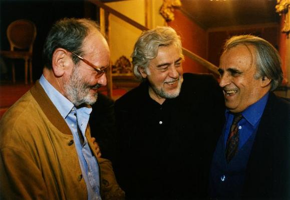 Il regista Massimo Scaglione, Glauco Mauri e il dirigente Rai Arnaldo Bagnasco