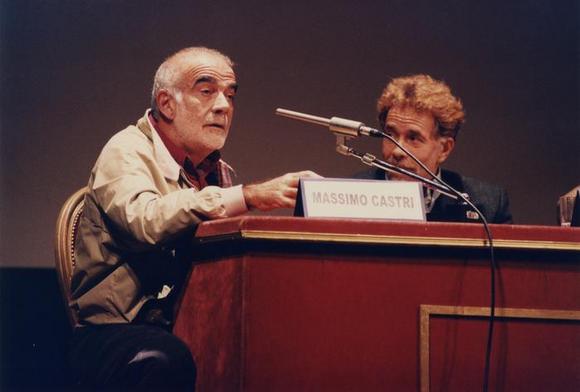 Massimo Castri e Gabriele Lavia alla tavola rotonda: Mettere in scena Pirandello, Teatro Carignano, 3 ottobre 1998