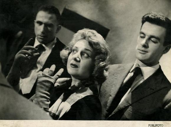 Ernesto Cortese, Pina Cei, Giuseppe Aprà. - Fotografia pubblicata su «Il Popolo Nuovo», 29 marzo 58
