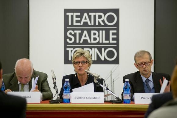 Ugo Perone, Assessore alla Cultura della Provincia di Torino; Evelina Christillin, Presidente del TST; Piero Fassino, Sindaco della città di Torino