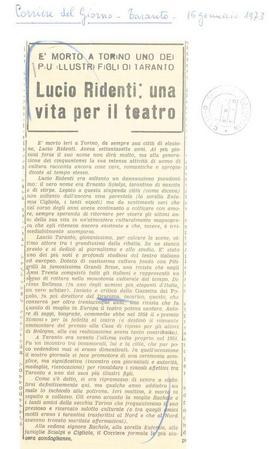 Corriere del Giorno - Taranto, 16 gennaio 1973