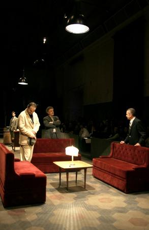 Massimo Popolizio, Franco Branciaroli, Franco Olivero, sullo sfondo Lino Guanciale