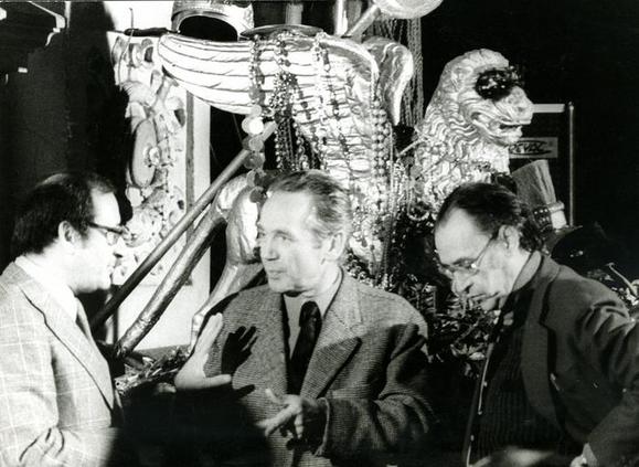 il drammaturgo Miklos Hubay (al centro) con Aldo Trionfo (a destra)