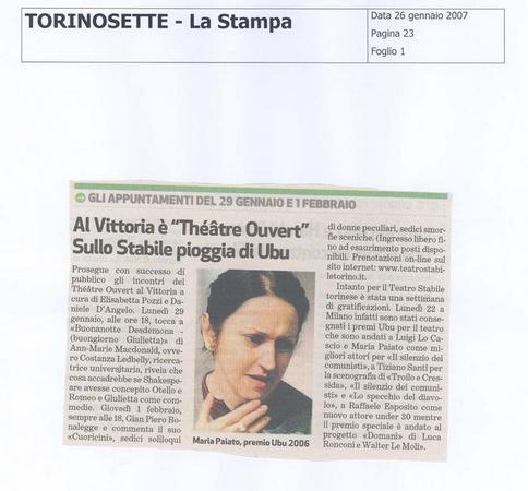 Torinosette - La Stampa 26-01-07