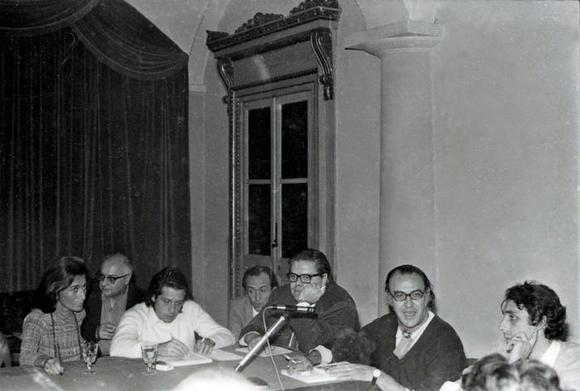 al tavolo Maria G. Marescalchi, Corrado Pani, Tino Buazzelli, Aldo Trionfo