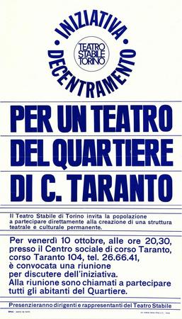 Locandina Per un teatro del quartiere di Corso Taranto