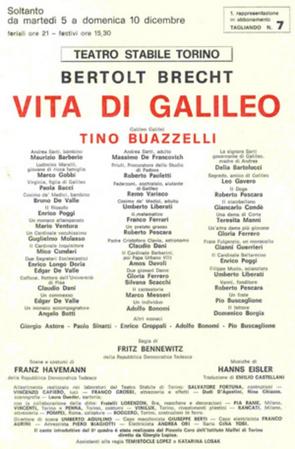 Locandina ospitalità al Teatro Duse di Bologna dal 5 al 10 dicembre 1972