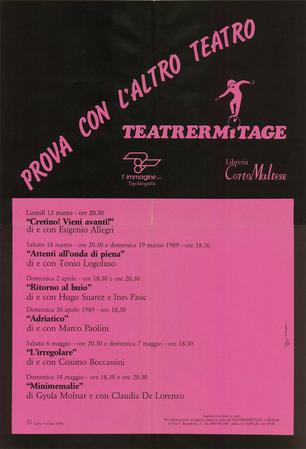 - Programma Teatrermitage (Molfetta), 13 Marzo 1989 - Manifesto