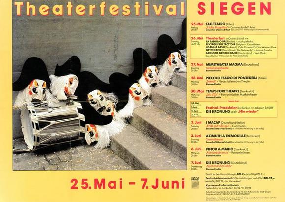 Programma Festival, Siegen (Germania) 25 maggio 7 giugno 1984 (Lo spettacolo inaugura il festival il 25 maggio) - Manifesto
