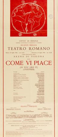 Locandina, Fiesole, Teatro Romano, 23 luglio 1966, per l'Estate Teatrale Fiesolana