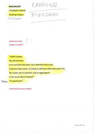 Berlinguer. I pensieri lunghi - Copione con annotazioni di EA