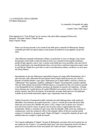 Presentazione per La commedia degli errori - Appunti
