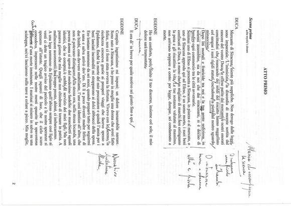 La commedia degli errori - Estratto copione annotato