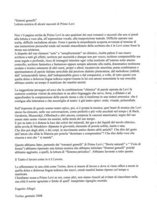 Sistemi gemelli - Note di regia