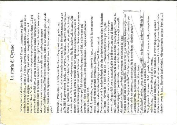 La storia di Cyrano (2000) - Copione con annotazioni. L'ordine delle pagine potrebbe essere inesatto