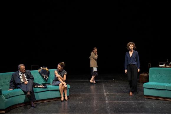 da sinistra Valerio Binasco, Alessia Giuliani, Daria Deflorian, Giorgia Senesi durante le prove