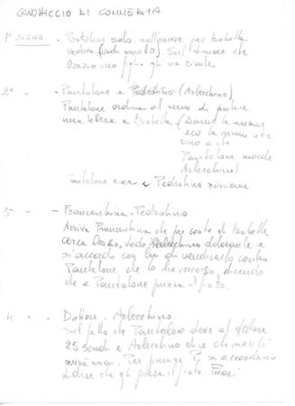 La suite del grande Arlecchino - Note canovaccio di commedia