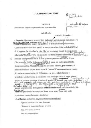 L'ultimo suonatore - Copione annotato
