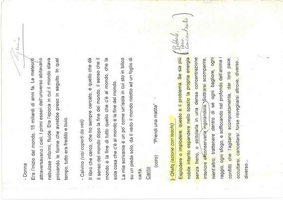 Cosmica luna - Copione annotato