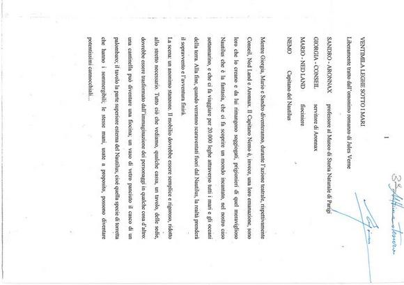 Ventimila leghe sotto i mari - Copione annotato - Terza stesura