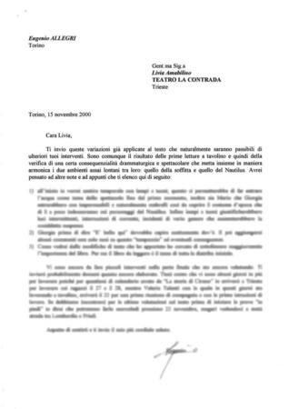 Lettera a Livia Amabilino