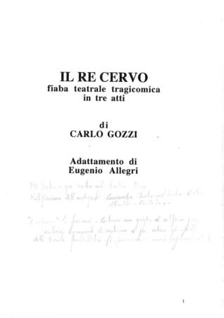 Il Re cervo (1999) - Copione annotato