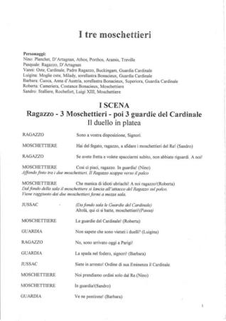 I tre moschettieri - Copione