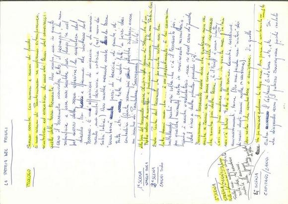 La patria del Friuli - Copione con annotazioni