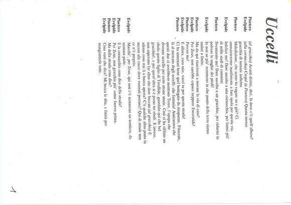 Gli Uccelli - Copione