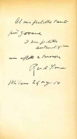 Dedica di Renato Simoni a Lucio Ridenti