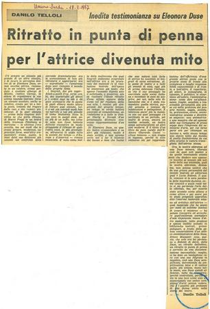 Danilo Telloli, L'Unione Sarda, 18 febbraio 1967