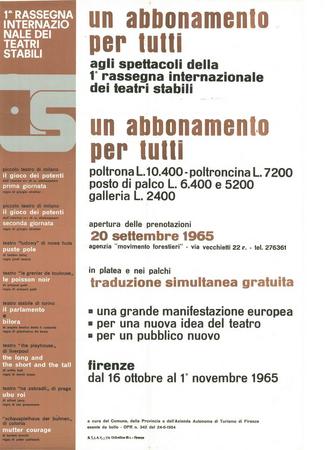 1° rassegna internazionale dei Teatri Stabili - Un abbonamento per tutti