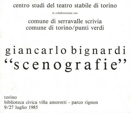 Manifesto Giancarlo Bignardi "Scenografie"