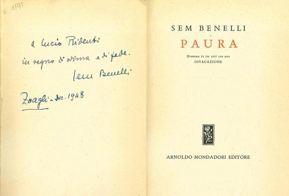 Dedica di Sem Benelli a Lucio Ridenti