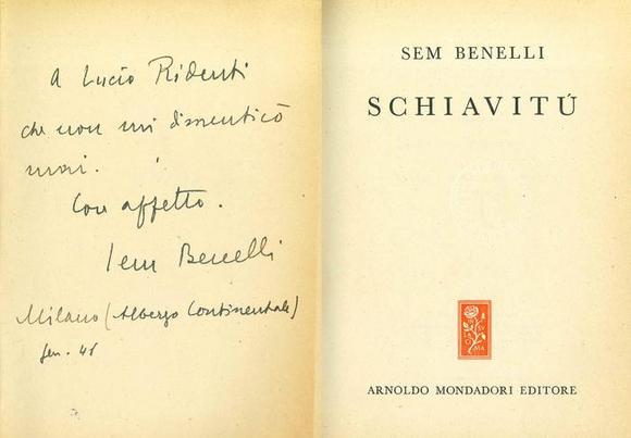 Dedica di Sem Benelli a Lucio Ridenti