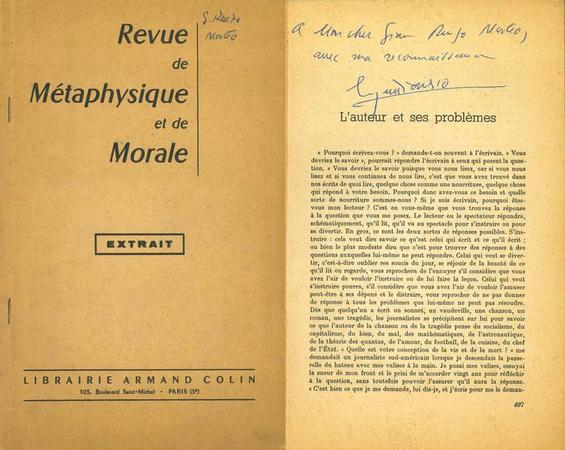 Copertina e prima pagina, con dedica di Eugène Ionesco a Gian Renzo Morteo