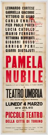 Locandina Teatro Umbria, 4 marzo 1957 - misure 198x70 cm - intelato