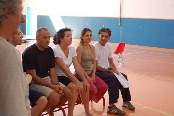 Un momento delle prove, a sinistra di spalle Eugenio Allegri