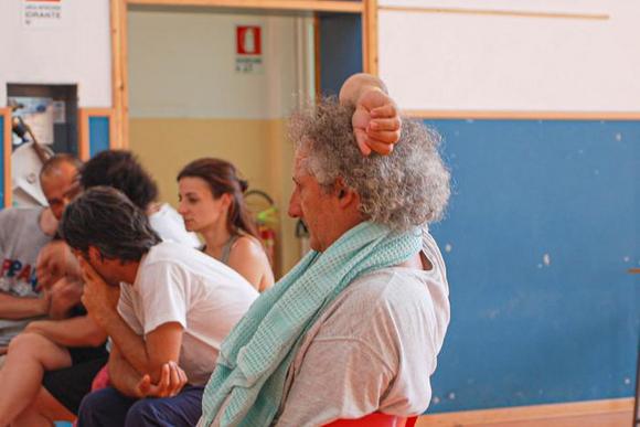 Un momento delle prove, in primo piano Eugenio Allegri