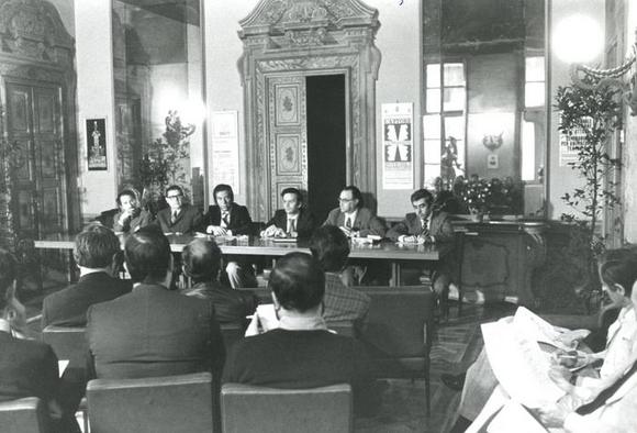 da sinistra Ernesto Cortese, Germano Benzi, Silvano Alessio, Rolando Picchioni, Aldo Trionfo, Nuccio Messina