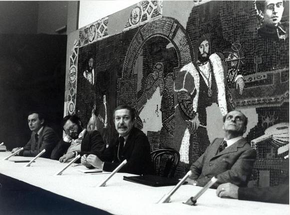 da sinistra Vittorio Sermonti, Guido Quazza, Mario Missiroli, Norberto Bobbio